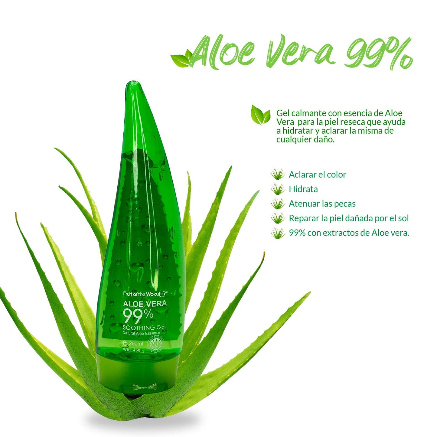 Aloe Vera 99% - Gel Calmante 260ml🍀🍀🍃